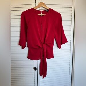Express Red Bell Tie Front Blouse | X Small